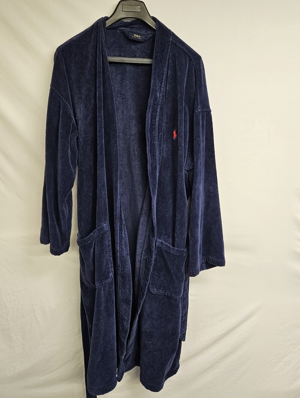 Polo RALPH LAUREN Large Blue Polo Pony Plush Velour Terry Bath Robe  Large